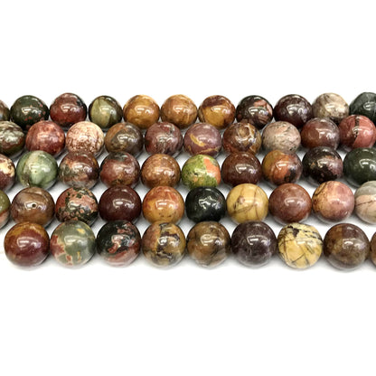 CJP353 Picasso Jasper Beads Smooth Round 12mm 15" Strand