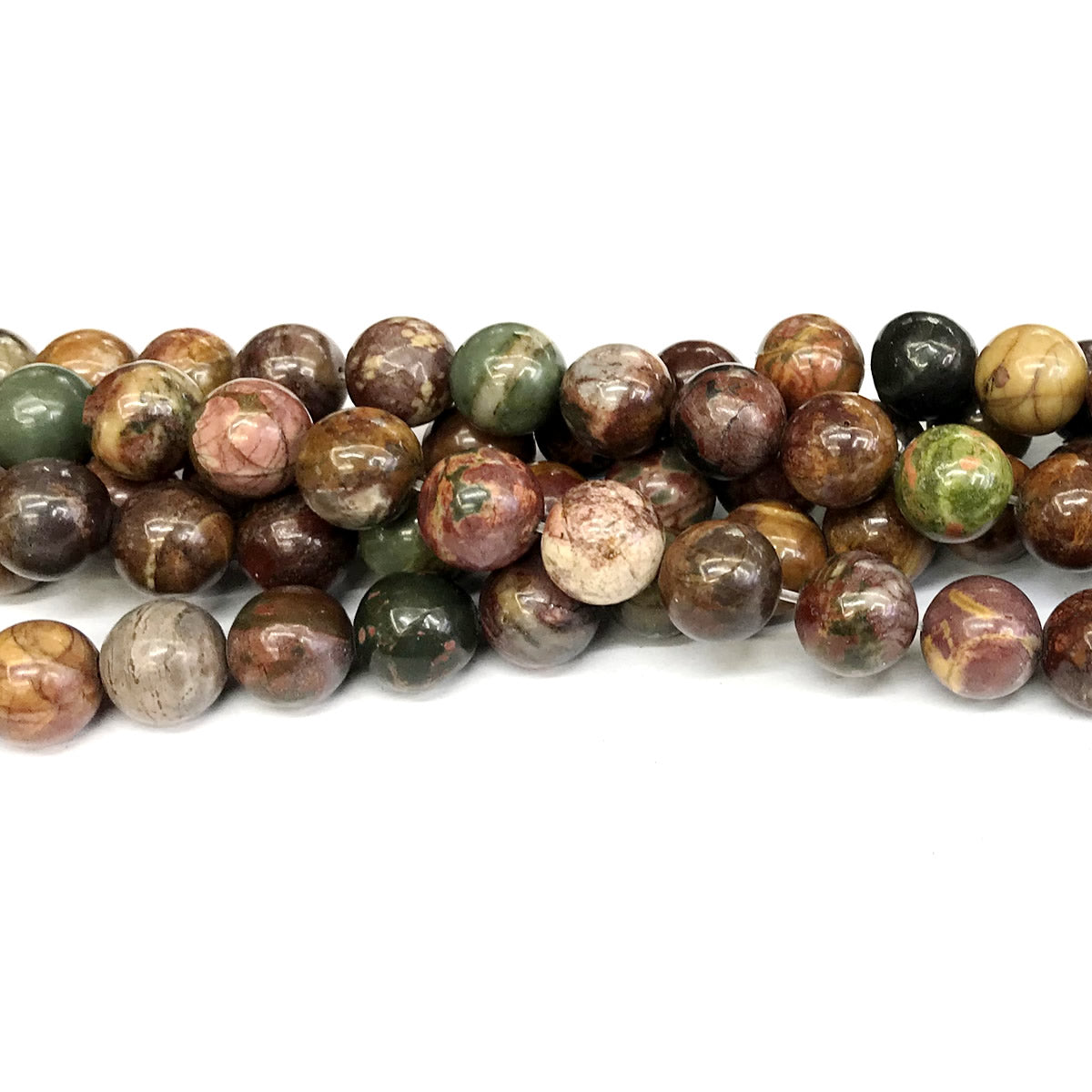 CJP353 Picasso Jasper Beads Smooth Round 12mm 15" Strand