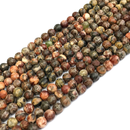 CJP357 Leopard Skin Jasper Beads Smooth Round 4mm 15" Strand