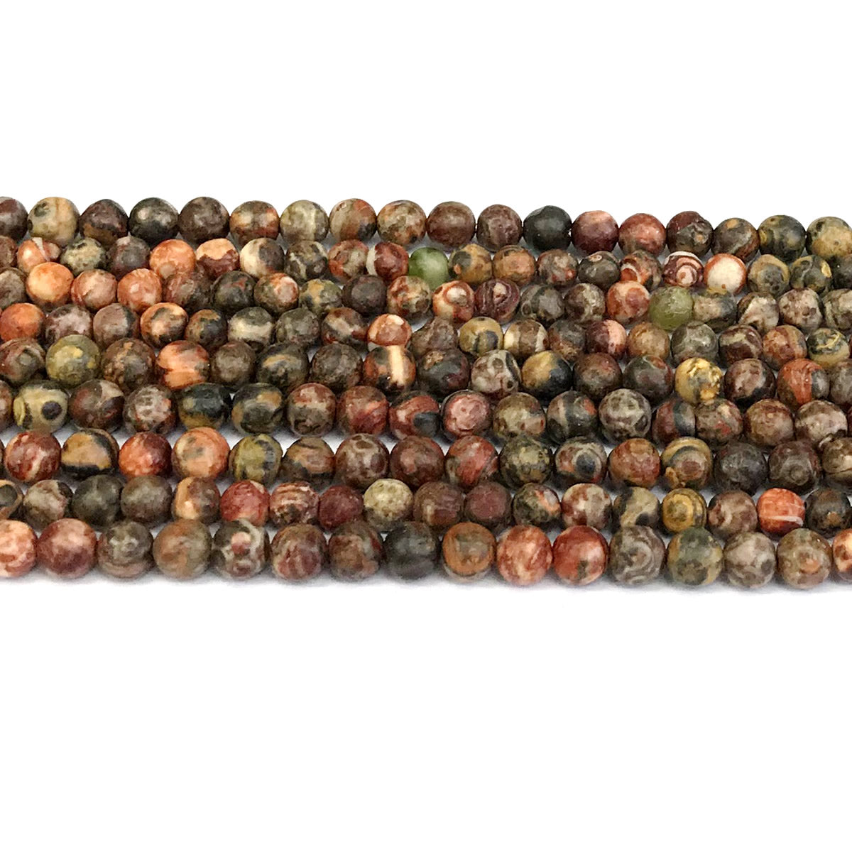 CJP357 Leopard Skin Jasper Beads Smooth Round 4mm 15" Strand