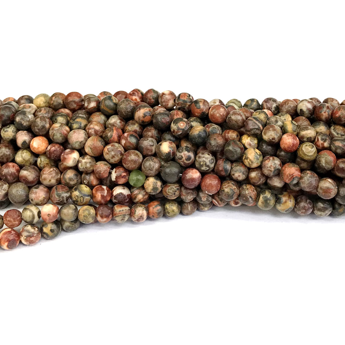 CJP357 Leopard Skin Jasper Beads Smooth Round 4mm 15" Strand