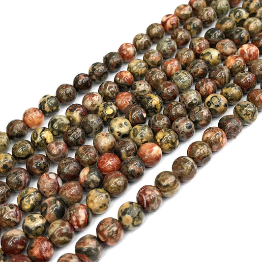 CJP358 Leopard Skin Jasper Beads Smooth Round 6mm 15" Strand