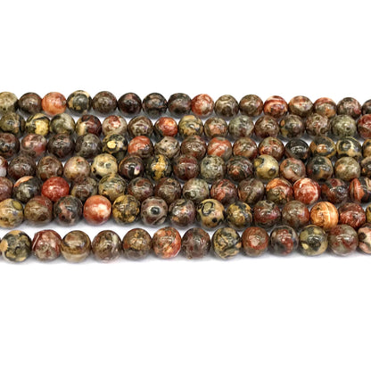 CJP358 Leopard Skin Jasper Beads Smooth Round 6mm 15" Strand