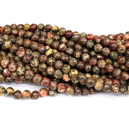 CJP358 Leopard Skin Jasper Beads Smooth Round 6mm 15" Strand