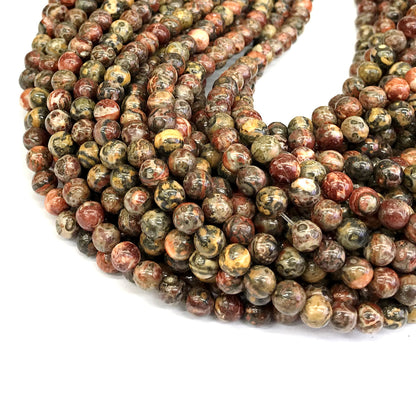 CJP358 Leopard Skin Jasper Beads Smooth Round 6mm 15" Strand