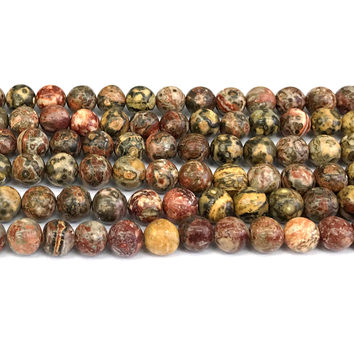 CJP359 Leopard Skin Jasper Beads Smooth Round 8mm 15" Strand