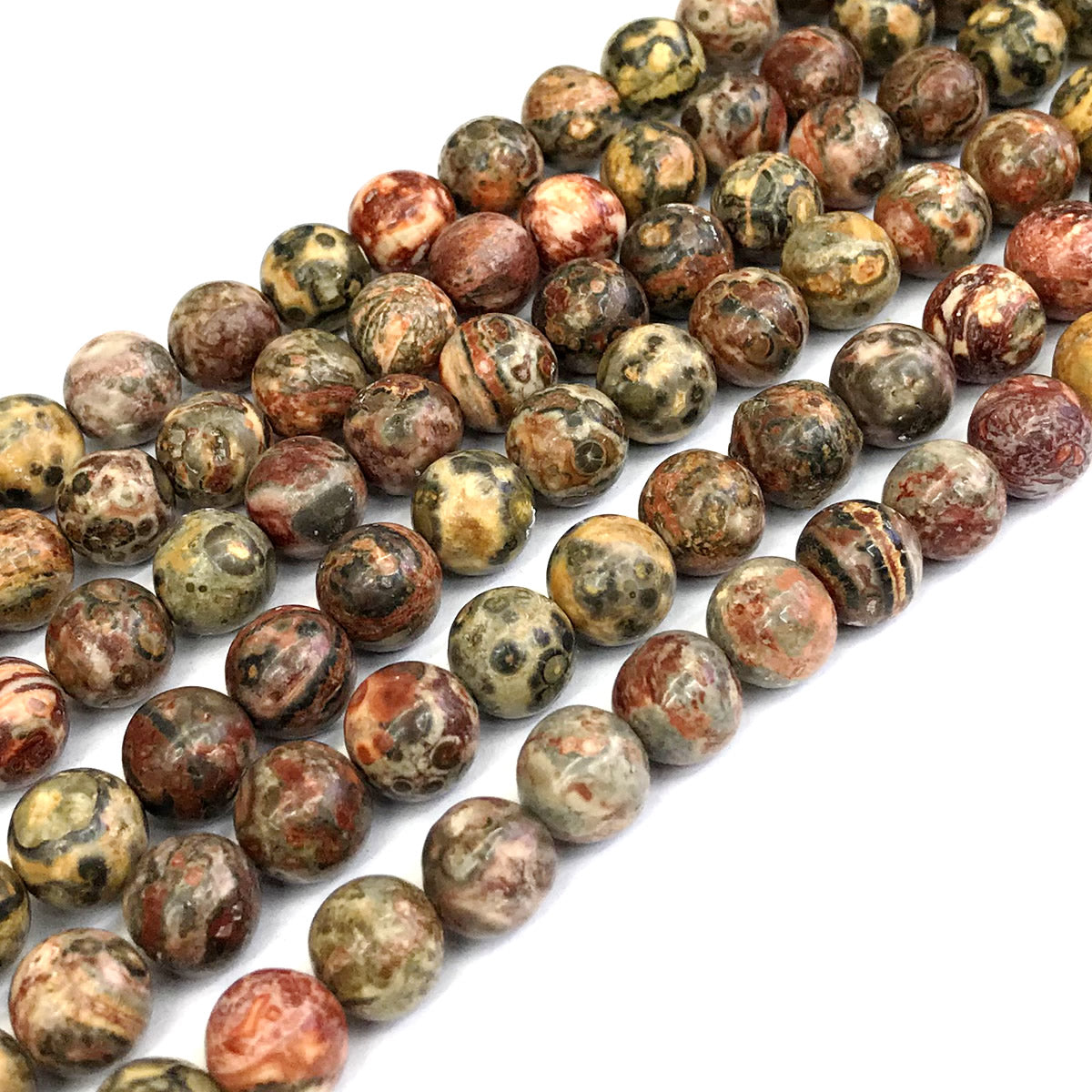 CJP360 Leopard Skin Jasper Beads Smooth Round 10mm 15" Strand