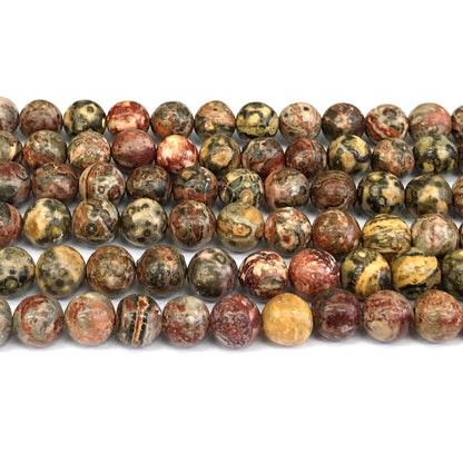 CJP360 Leopard Skin Jasper Beads Smooth Round 10mm 15" Strand