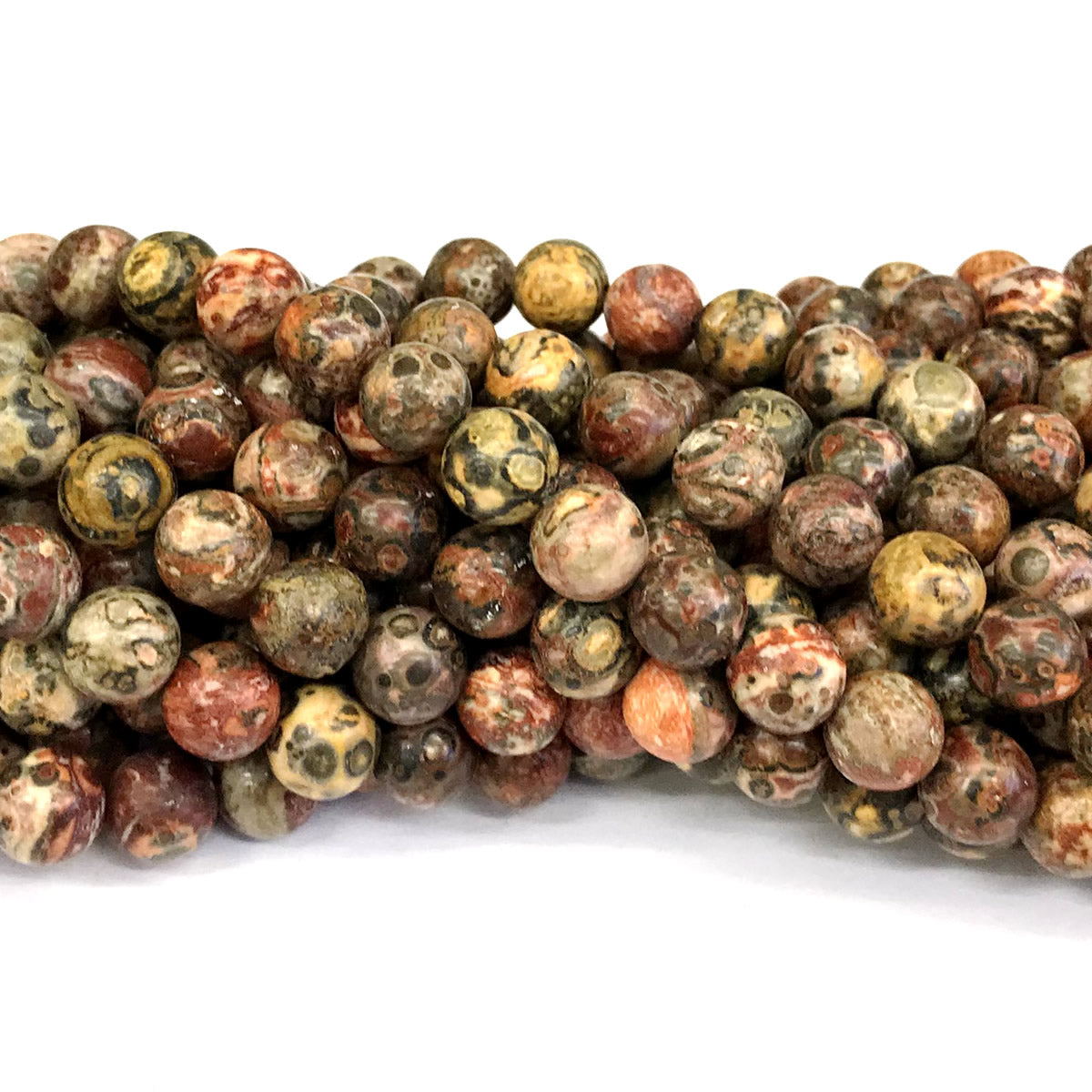 CJP360 Leopard Skin Jasper Beads Smooth Round 10mm 15" Strand