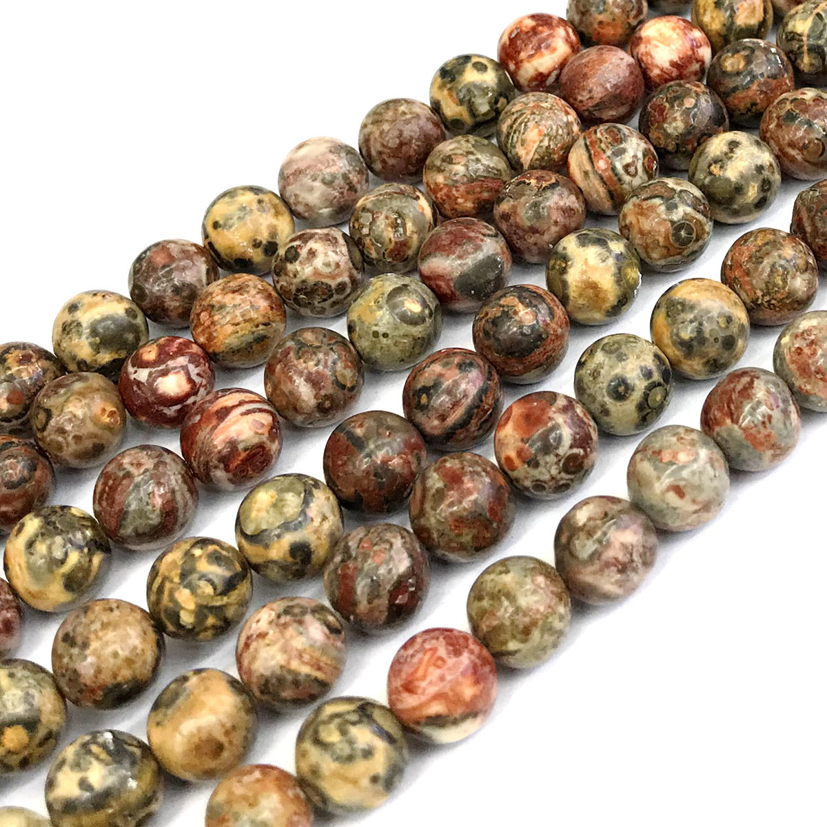 CJP361 Leopard Skin Jasper Beads Smooth Round 12mm 15" Strand