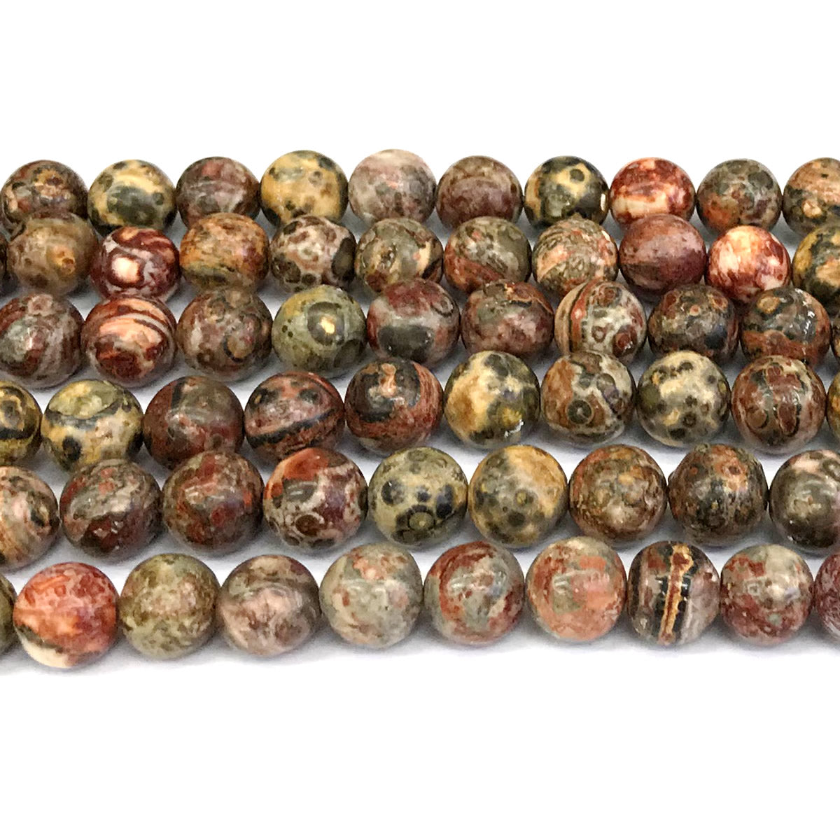 CJP361 Leopard Skin Jasper Beads Smooth Round 12mm 15" Strand