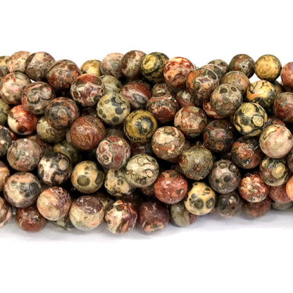 CJP361 Leopard Skin Jasper Beads Smooth Round 12mm 15" Strand