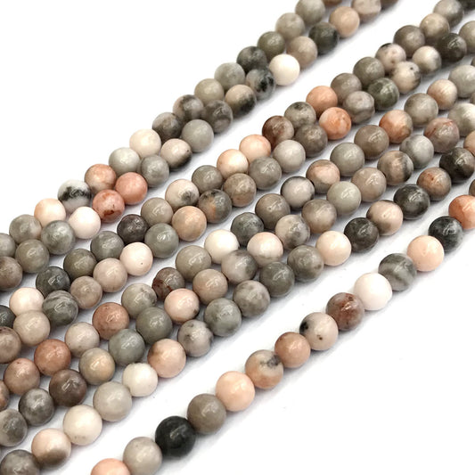 CJP365 Pink Zebra Jasper Beads Smooth Round 4mm 15" Strand