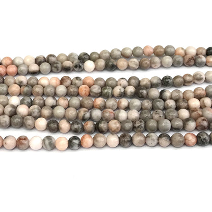 CJP365 Pink Zebra Jasper Beads Smooth Round 4mm 15" Strand