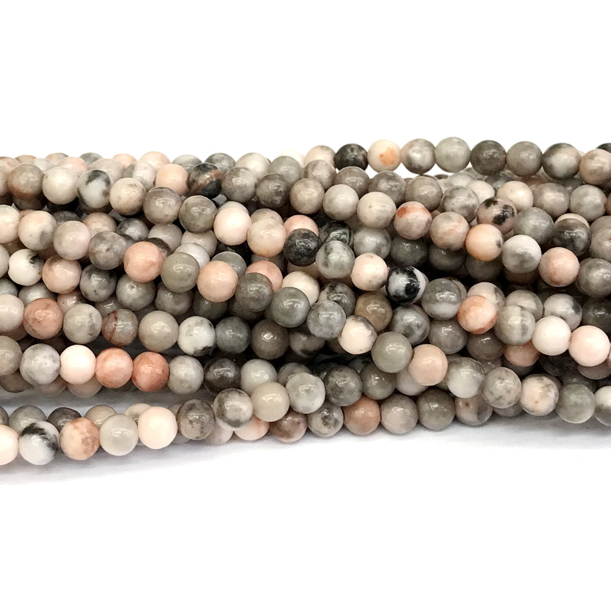 CJP365 Pink Zebra Jasper Beads Smooth Round 4mm 15" Strand