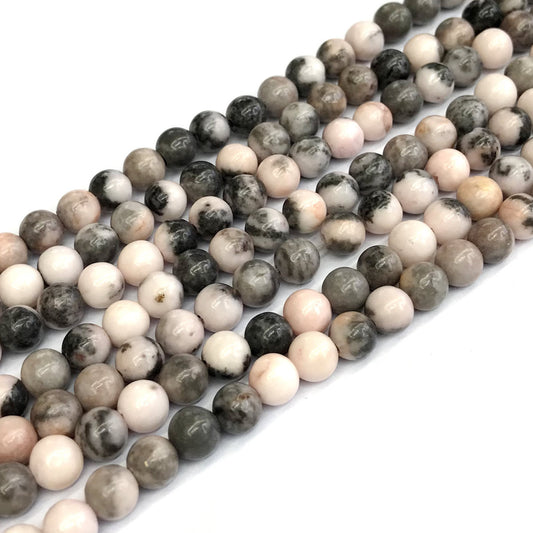 CJP366 Pink Zebra Jasper Beads Smooth Round 6mm 15" Strand