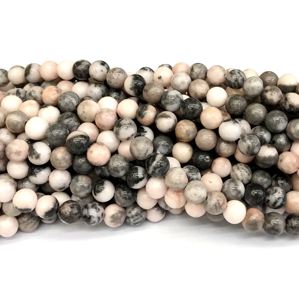 CJP366 Pink Zebra Jasper Beads Smooth Round 6mm 15" Strand