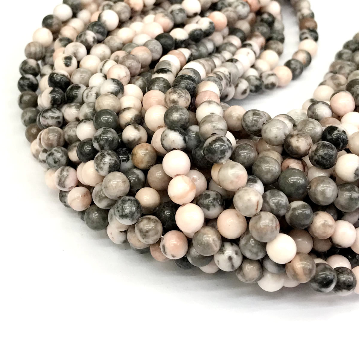 CJP366 Pink Zebra Jasper Beads Smooth Round 6mm 15" Strand