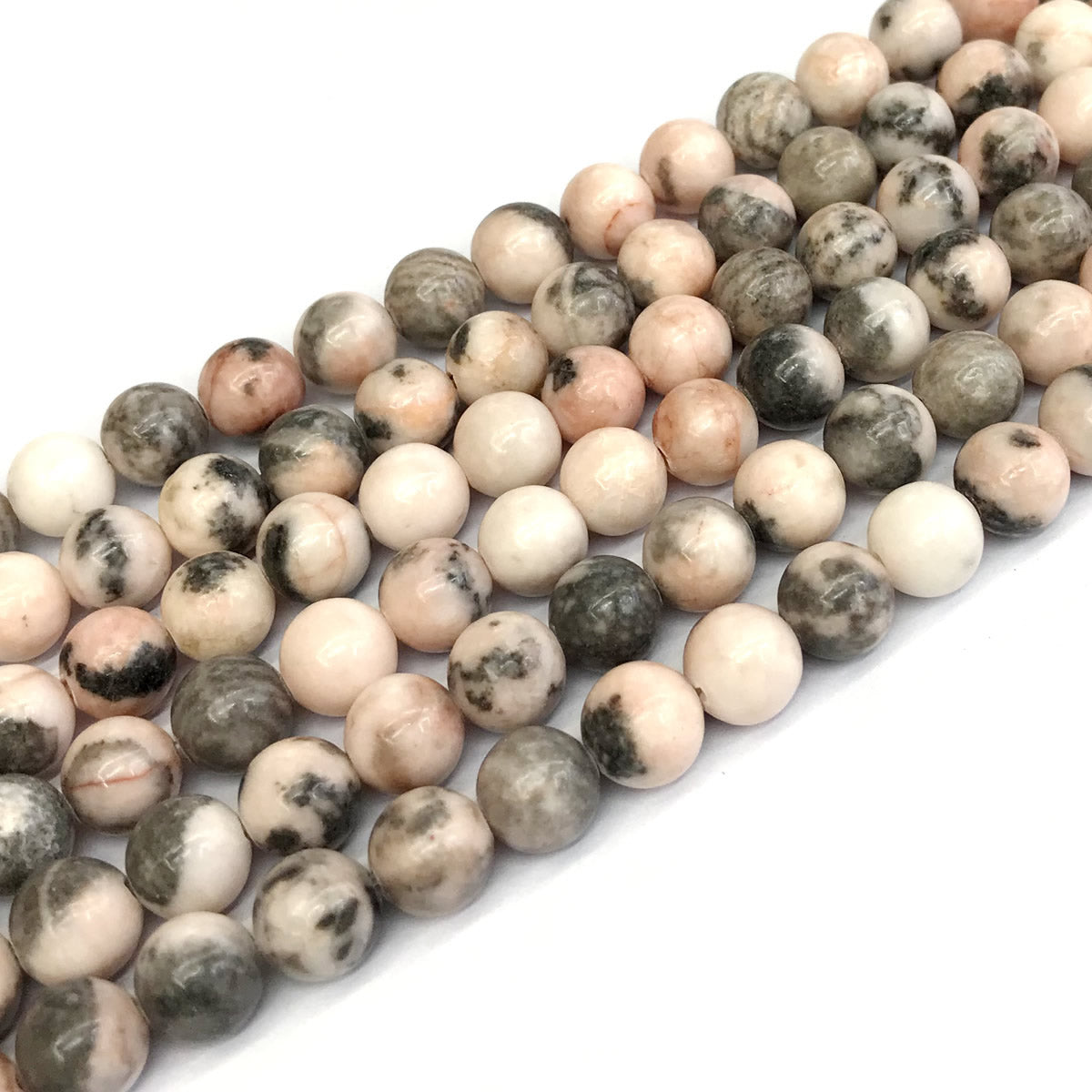 CJP367 Pink Zebra Jasper Beads Smooth Round 8mm 15" Strand