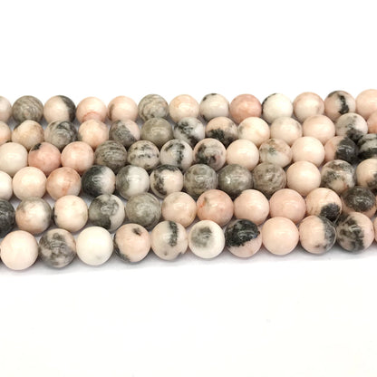 CJP367 Pink Zebra Jasper Beads Smooth Round 8mm 15" Strand