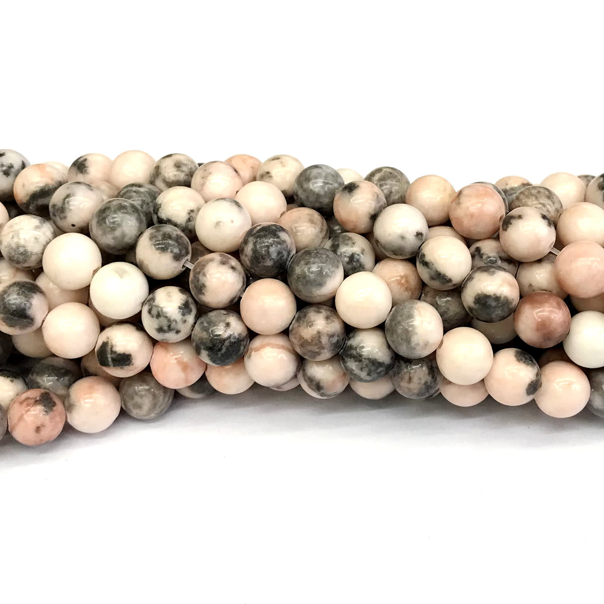 CJP367 Pink Zebra Jasper Beads Smooth Round 8mm 15" Strand