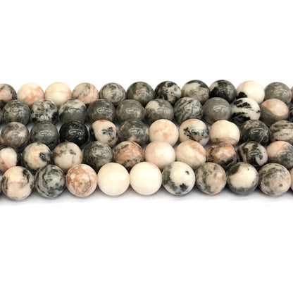 CJP368 Pink Zebra Jasper Beads Smooth Round 10mm 15" Strand