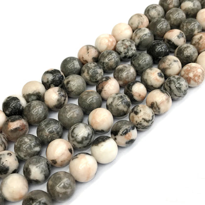 CJP369 Pink Zebra Jasper Beads Smooth Round 12mm 15" Strand