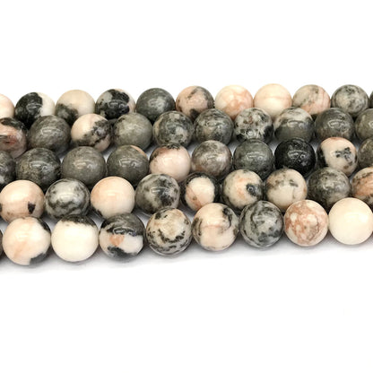 CJP369 Pink Zebra Jasper Beads Smooth Round 12mm 15" Strand