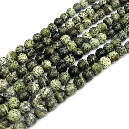 CJP373 Green Zebra Jasper Beads Smooth Round 4mm 15" Strand