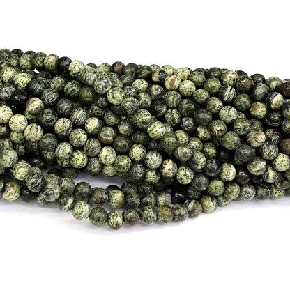 CJP373 Green Zebra Jasper Beads Smooth Round 4mm 15" Strand