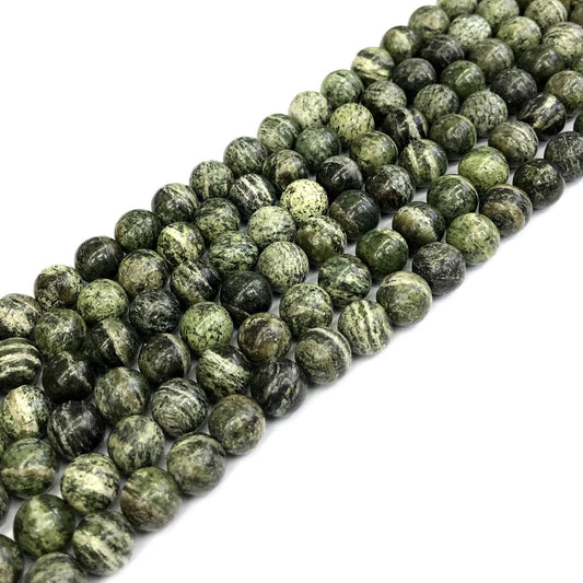 CJP374 Green Zebra Jasper Beads Smooth Round 6mm 15" Strand