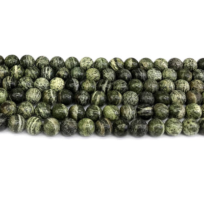 CJP374 Green Zebra Jasper Beads Smooth Round 6mm 15" Strand