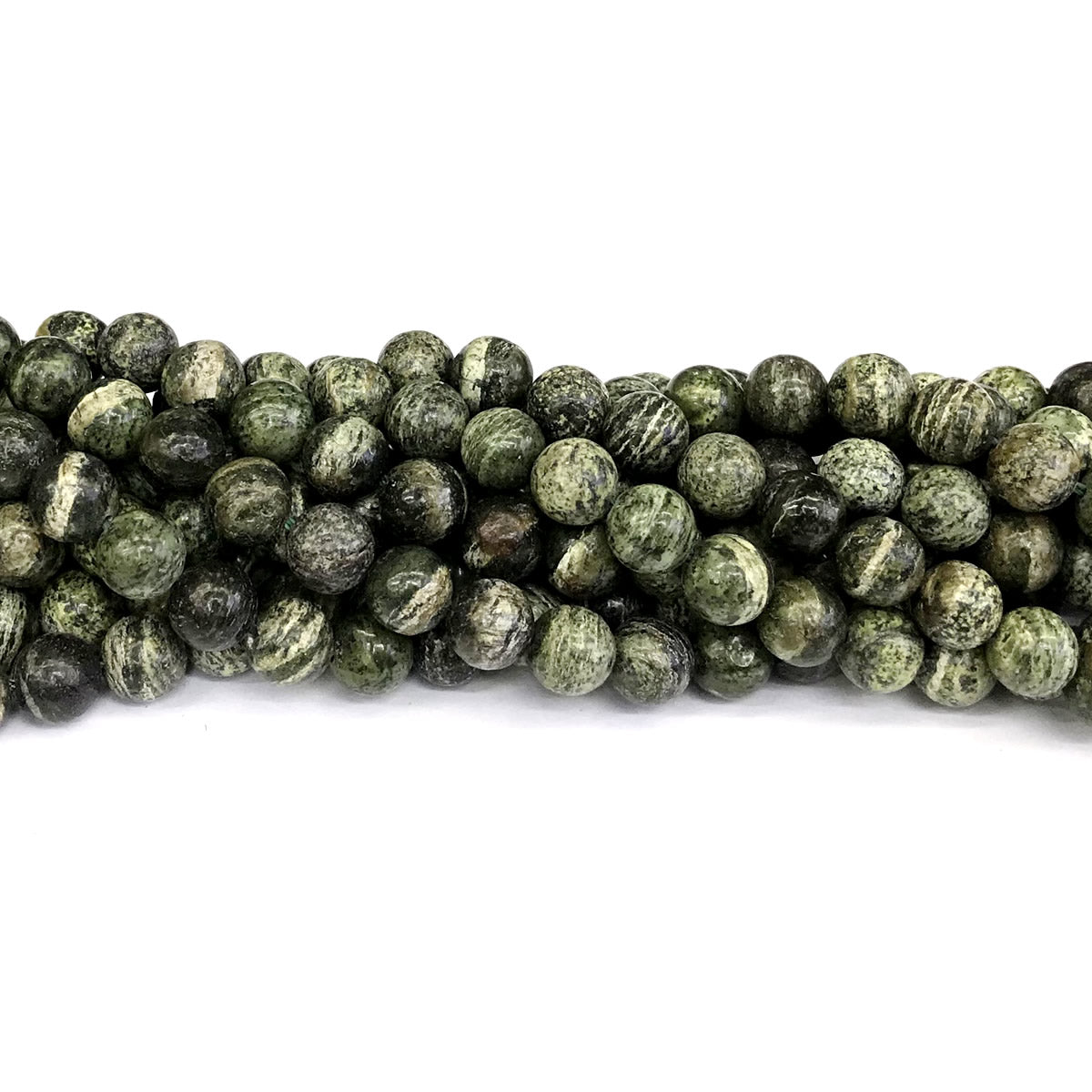 CJP374 Green Zebra Jasper Beads Smooth Round 6mm 15" Strand