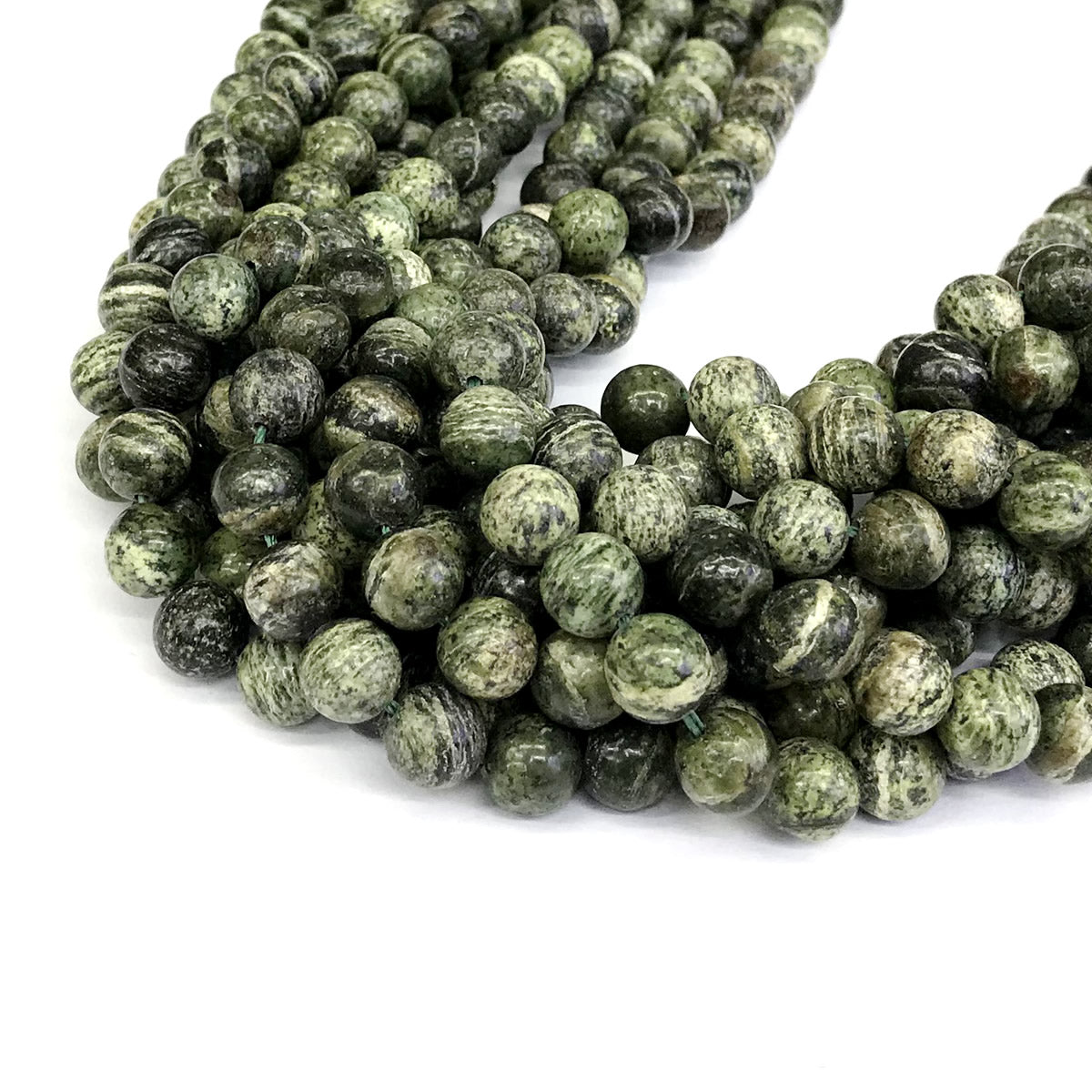 CJP374 Green Zebra Jasper Beads Smooth Round 6mm 15" Strand