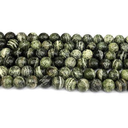 CJP375 Green Zebra Jasper Beads Smooth Round 8mm 15" Strand