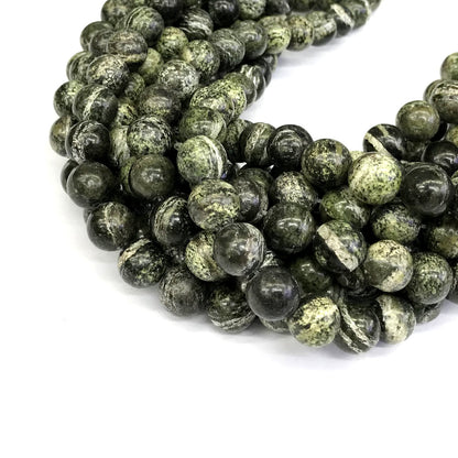 CJP376 Green Zebra Jasper Beads Smooth Round 10mm 15" Strand