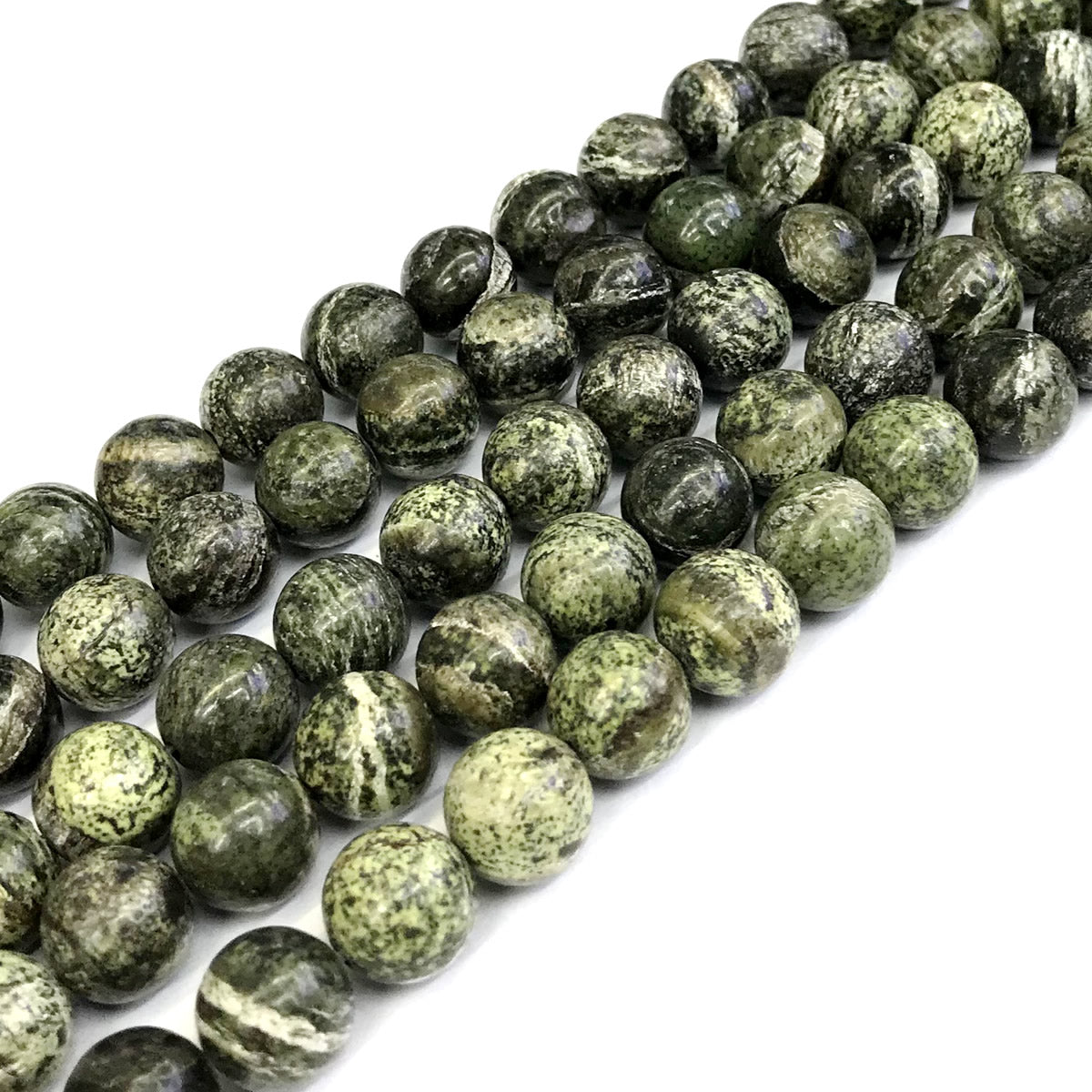 CJP377 Green Zebra Jasper Beads Smooth Round 12mm 15" Strand