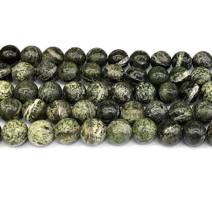 CJP377 Green Zebra Jasper Beads Smooth Round 12mm 15" Strand