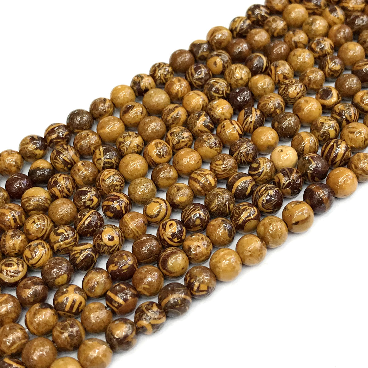 CJP391 Elephant Skin Jasper Beads Smooth Round 4mm 15" Strand