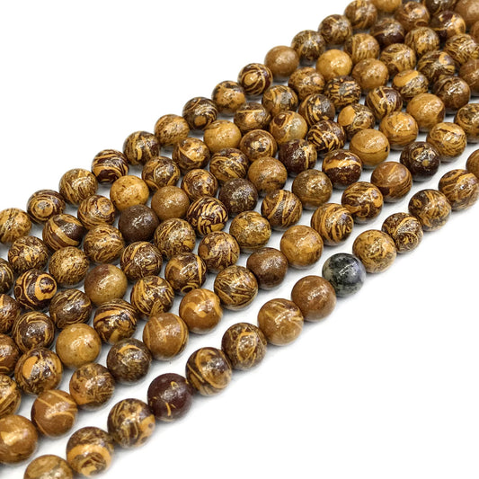 CJP392 Elephant Skin Jasper Beads Smooth Round 6mm 15" Strand