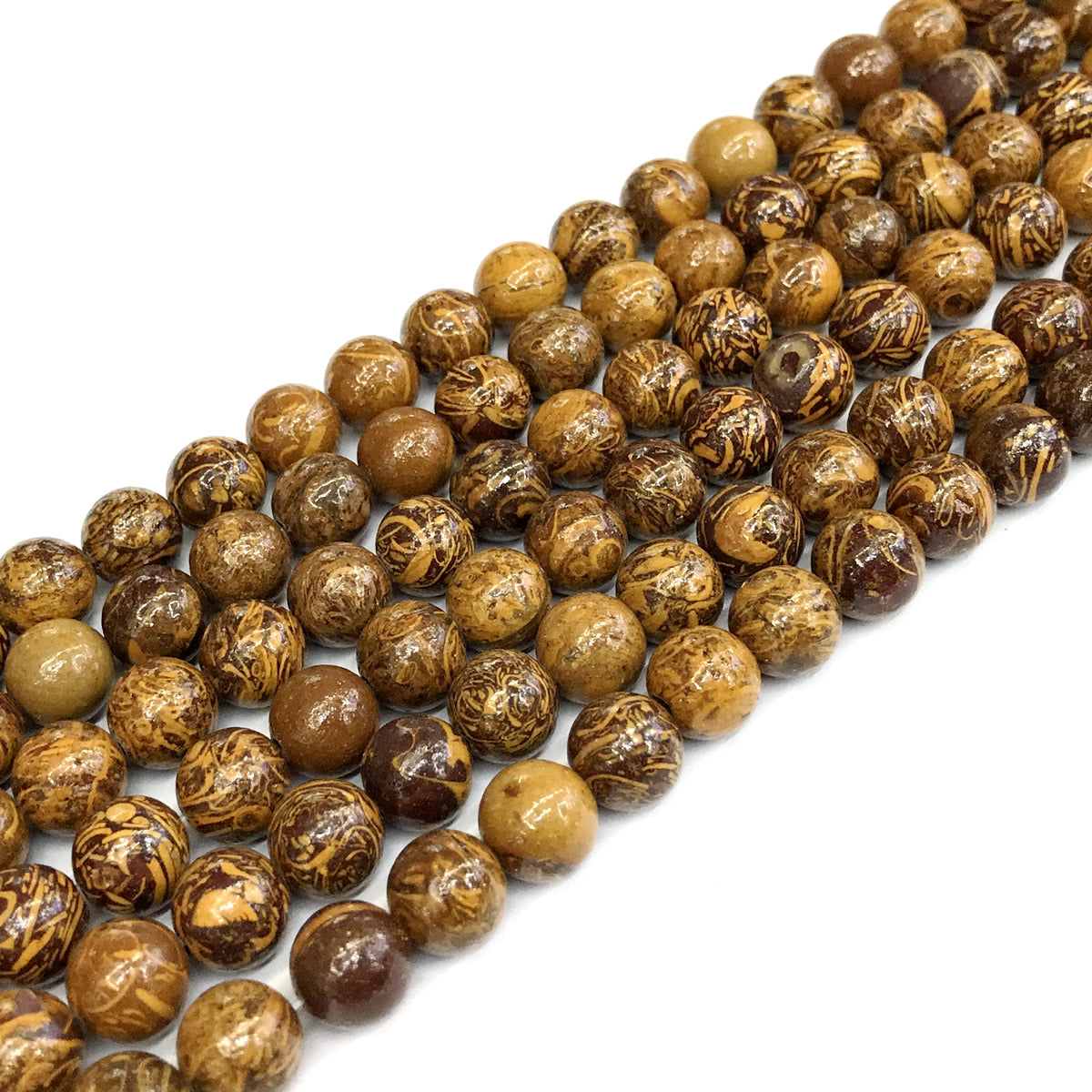 CJP393 Elephant Skin Jasper Beads Smooth Round 8mm 15" Strand