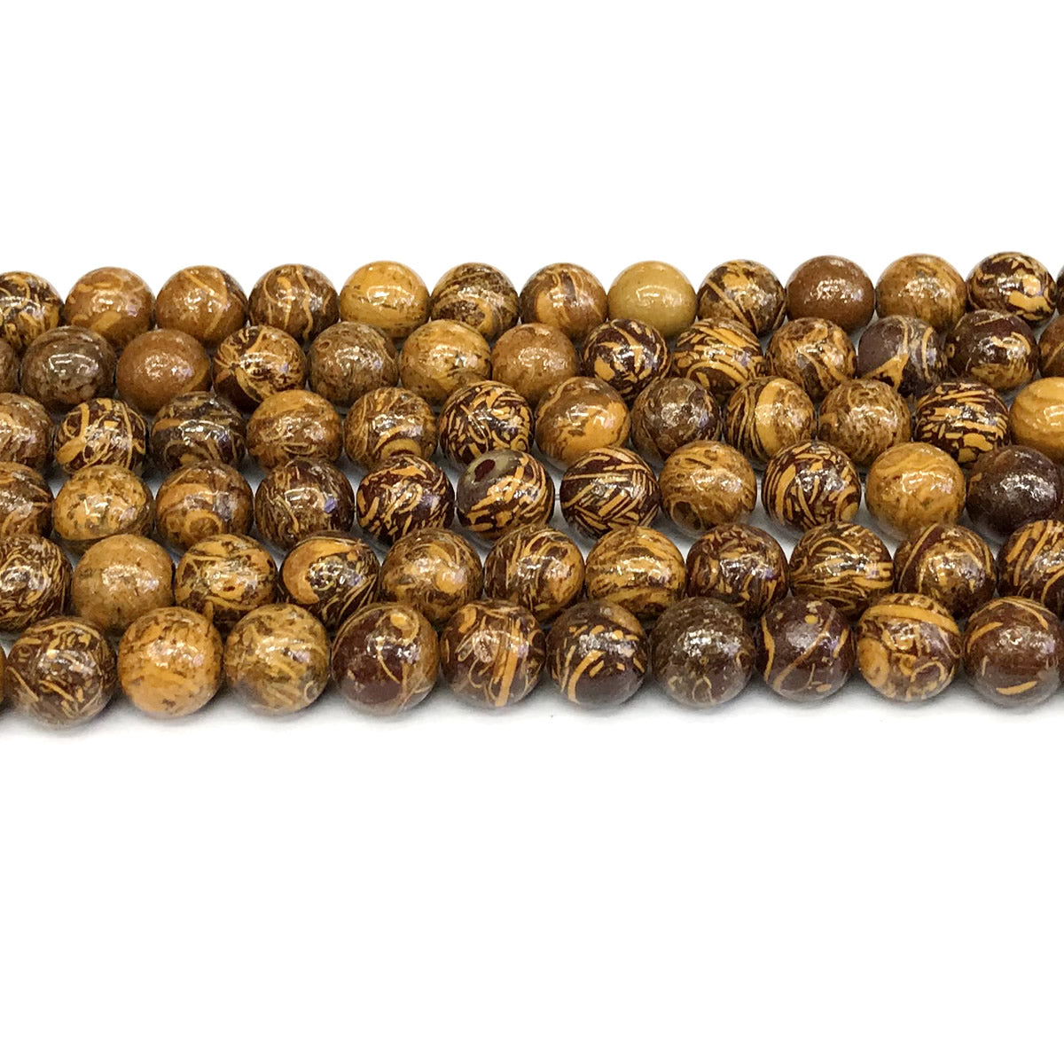 CJP393 Elephant Skin Jasper Beads Smooth Round 8mm 15" Strand