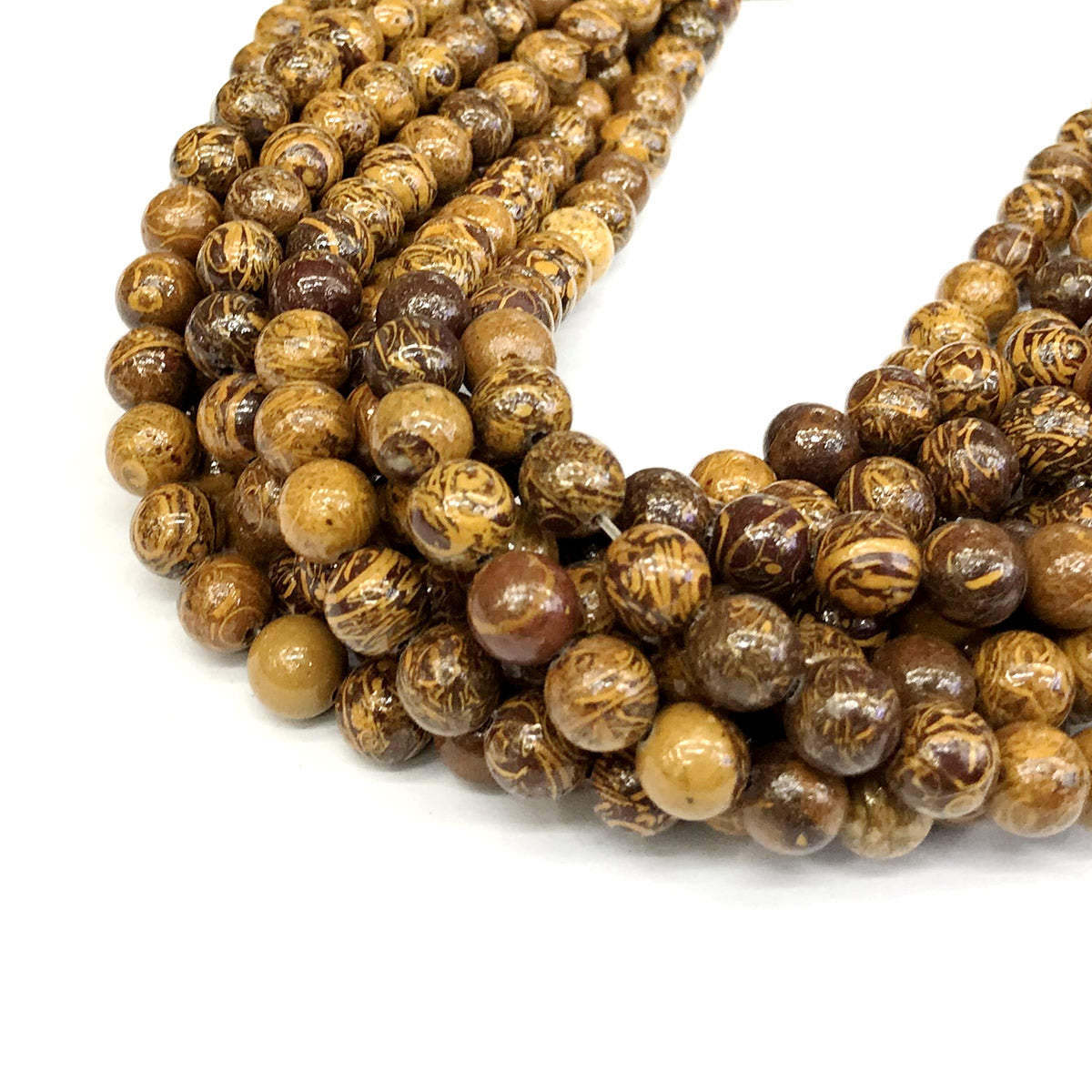 CJP393 Elephant Skin Jasper Beads Smooth Round 8mm 15" Strand