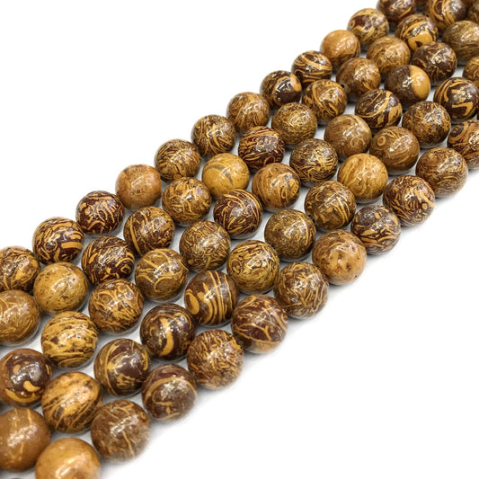 CJP394 Elephant Skin Jasper Beads Smooth Round 10mm 15" Strand