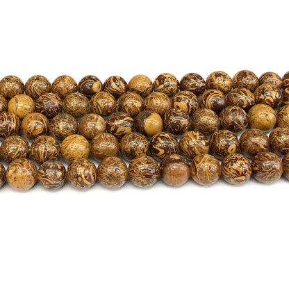 CJP394 Elephant Skin Jasper Beads Smooth Round 10mm 15" Strand