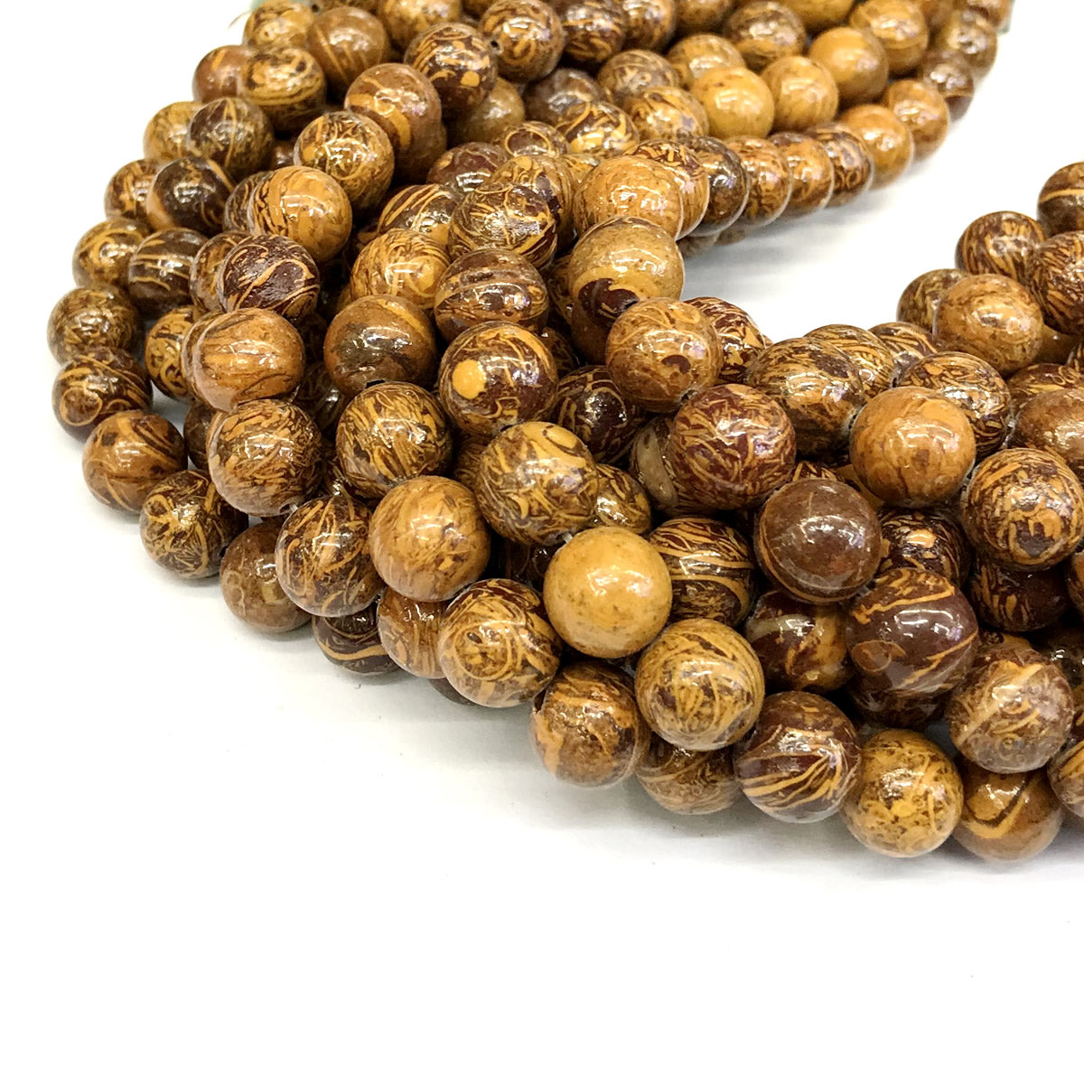 CJP394 Elephant Skin Jasper Beads Smooth Round 10mm 15" Strand