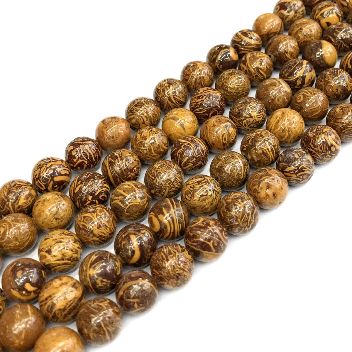 CJP395 Elephant Skin Jasper Beads Smooth Round 12mm 15" Strand