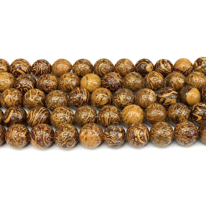 CJP395 Elephant Skin Jasper Beads Smooth Round 12mm 15" Strand