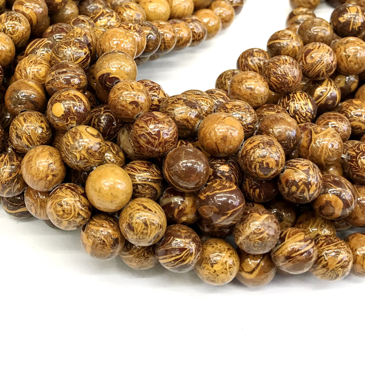 CJP395 Elephant Skin Jasper Beads Smooth Round 12mm 15" Strand