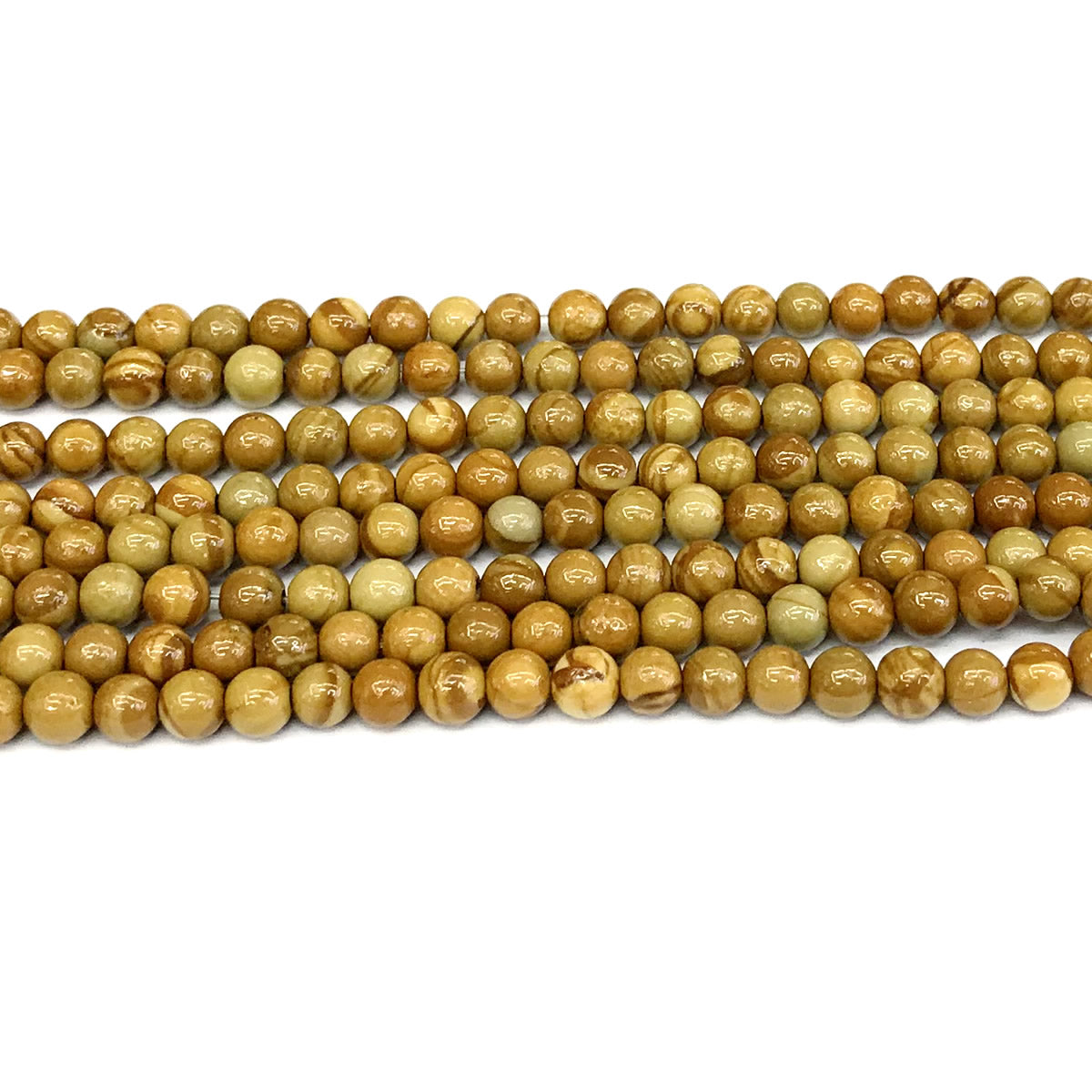 CJP399 Yellow Wood Grain Jasper Beads Smooth Round 4mm 15" Strand